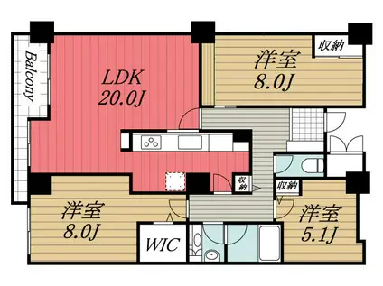 スカイプラザ・ユーカリが丘ウエストタワー(3SLDK/5階)の間取り写真