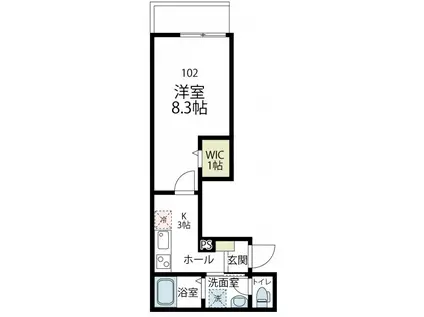 ZEHマンションII(1K/1階)の間取り写真