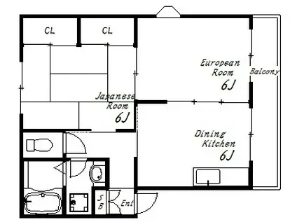 エスポワールレジデンス朝霧A棟(2DK/2階)の間取り写真