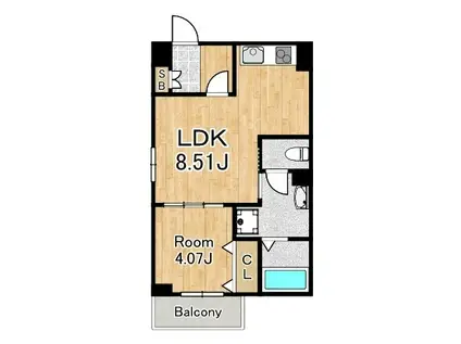 MARE大正(1LDK/3階)の間取り写真