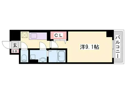 ジラソーレ花影(1K/5階)の間取り写真