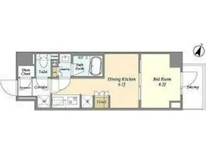 スタイリオ雪谷大塚レジデンス(1DK/1階)の間取り写真