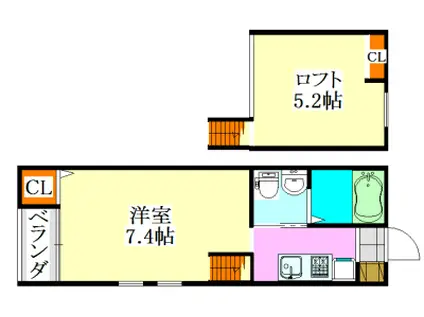 VISTA COLLINA(1K/2階)の間取り写真