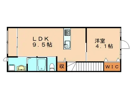 フルール吉田西(1LDK/2階)の間取り写真