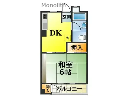 鶴山台1号棟(1DK/10階)の間取り写真