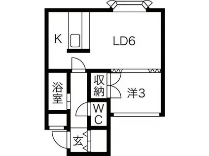 ルーセント22(1DK/2階)の間取り写真