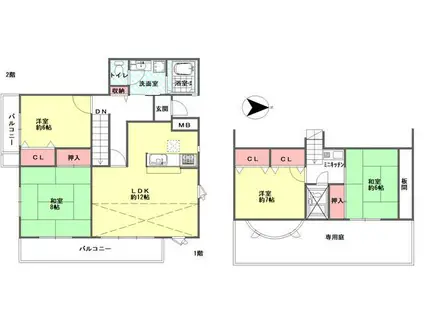 パークヒルズくすの木坂(4LDK/1階)の間取り写真