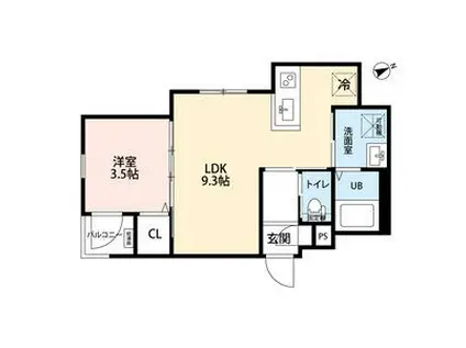 BAILA &PREMIUM(1LDK/1階)の間取り写真