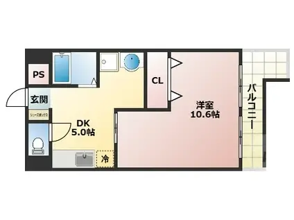 大拓ハイツ(1DK/3階)の間取り写真