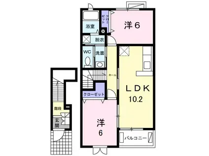 オーデンハオスA(2LDK/2階)の間取り写真