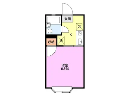 スプリングフィールドII(1K/1階)の間取り写真