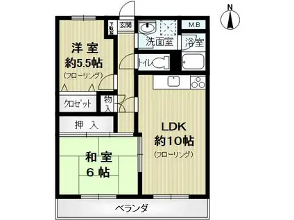 オークヴィラ(2LDK/3階)の間取り写真