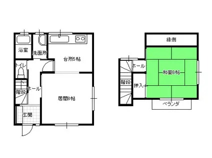 コーポなばな東(2DK/1階)の間取り写真