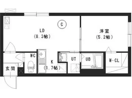 ブランブリエ中の島A棟(1LDK/4階)の間取り写真