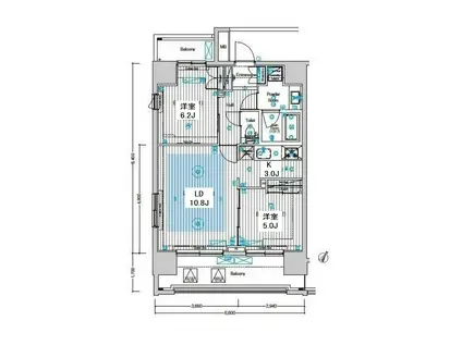 フュージョナル王子HYS(2LDK/8階)の間取り写真