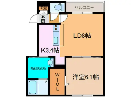 CLOTHO(1LDK/2階)の間取り写真