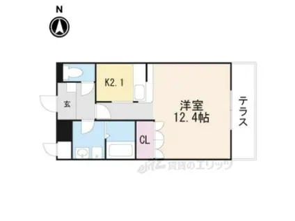 メルシーアトス(1K/1階)の間取り写真