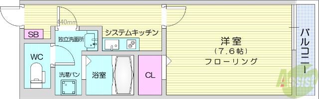 レガーメ空港南(1K/1階)の間取り写真
