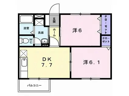 コーポラス TM(2DK/1階)の間取り写真