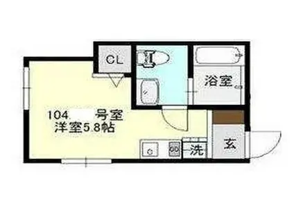 グレイスコート横浜山手(ワンルーム/1階)の間取り写真