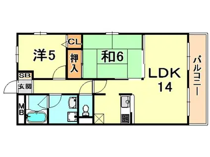 レブローニュ(2LDK/6階)の間取り写真