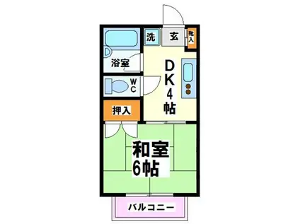 ホワイトハウス(1DK/1階)の間取り写真