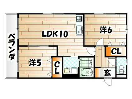 ナチュラルハイム(2LDK/2階)の間取り写真