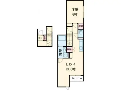 シャインS栄田(1LDK/2階)の間取り写真