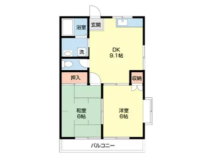 ファーストハイツ鳩塚(2DK/2階)の間取り写真
