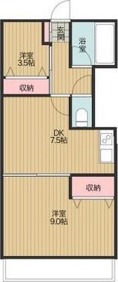 レジデンス丸新(2DK/2階)の間取り写真