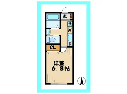 小田急線 生田駅(神奈川) 徒歩13分 2階建 築20年(1K/2階)の間取り写真