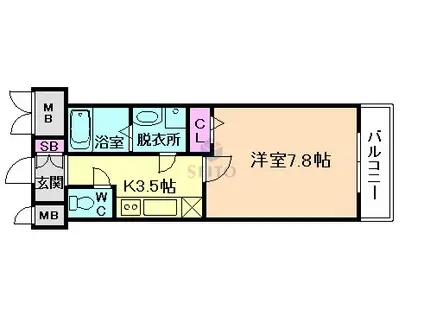 レジュールアッシュPREMIUM TWINーI(1K/9階)の間取り写真