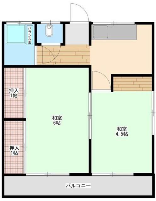 中台荘(2K/2階)の間取り写真