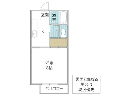 ポートタウン岡田 B棟(1K/2階)の間取り写真