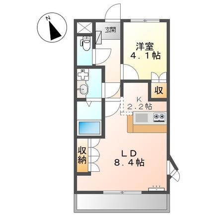 ルーエン・ハイム(1LDK/2階)の間取り写真