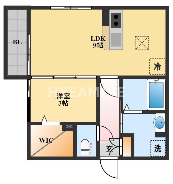 エトワール久原(1LDK/1階)の間取り写真