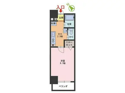 フレリア県立病院前(1DK/6階)の間取り写真