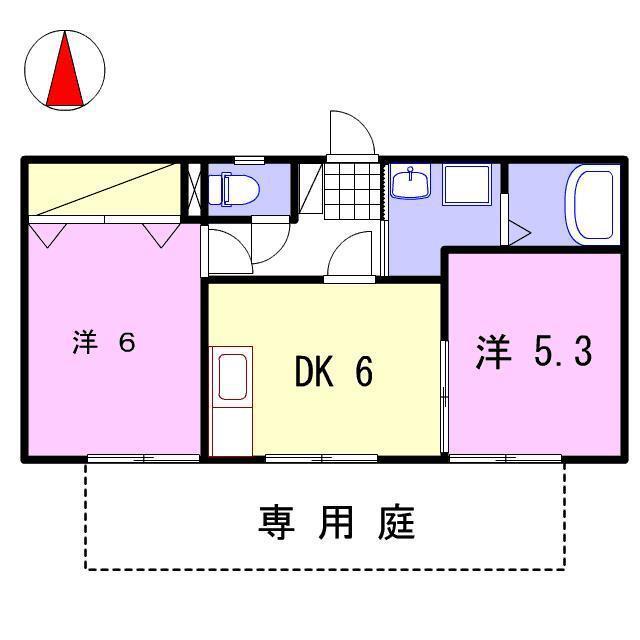 クレール糸井(2DK/1階)の間取り写真