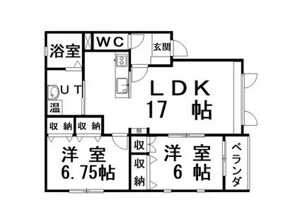 アウンローラA(2LDK/1階)の間取り写真