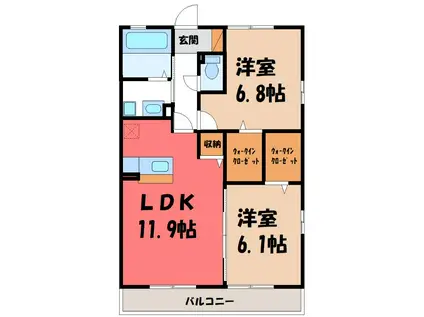 リヴァ―ジュ 壱番館(2LDK/2階)の間取り写真