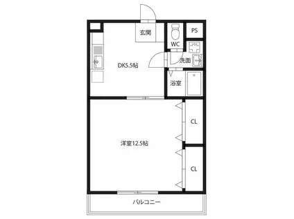 ルミナス原(1DK/4階)の間取り写真