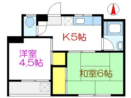 コーポマルナカ(2K/2階)の間取り写真