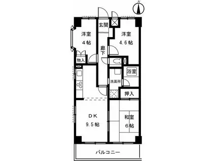 ヌーベルソレイユ(3DK/2階)の間取り写真