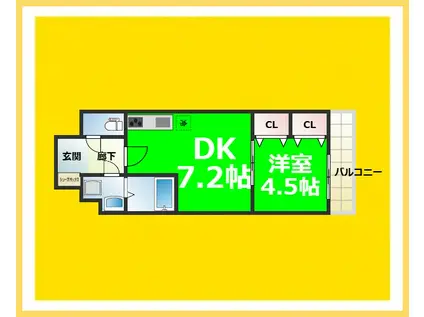 GIOIA NAMBA(1DK/7階)の間取り写真