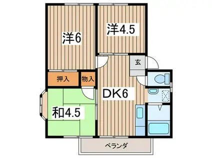 コズミックシティ南台第一 C(3DK/2階)の間取り写真