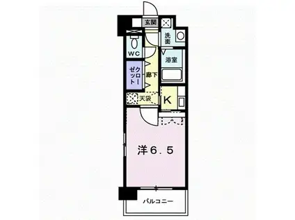 ウィザード空港通(1K/3階)の間取り写真
