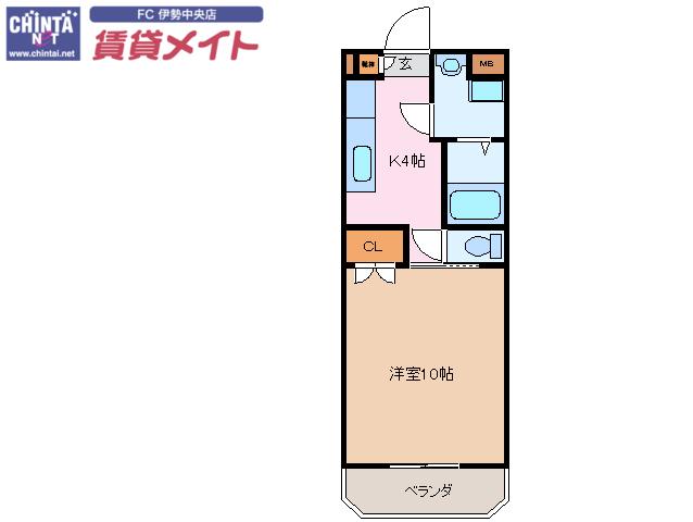 コーポアイリス(1K/1階)の間取り写真