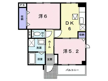 チューリップアベニューV(2DK/1階)の間取り写真