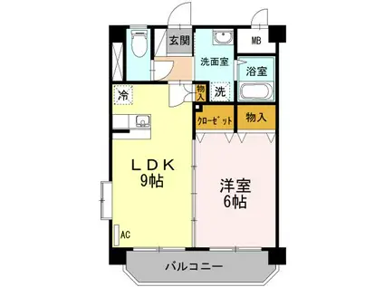 チェリーブラッサム(1LDK/2階)の間取り写真