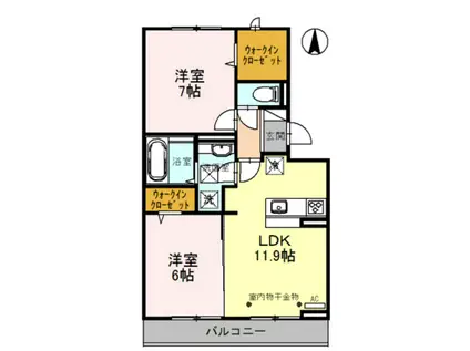 RESIDENCE MEGU(2LDK/1階)の間取り写真